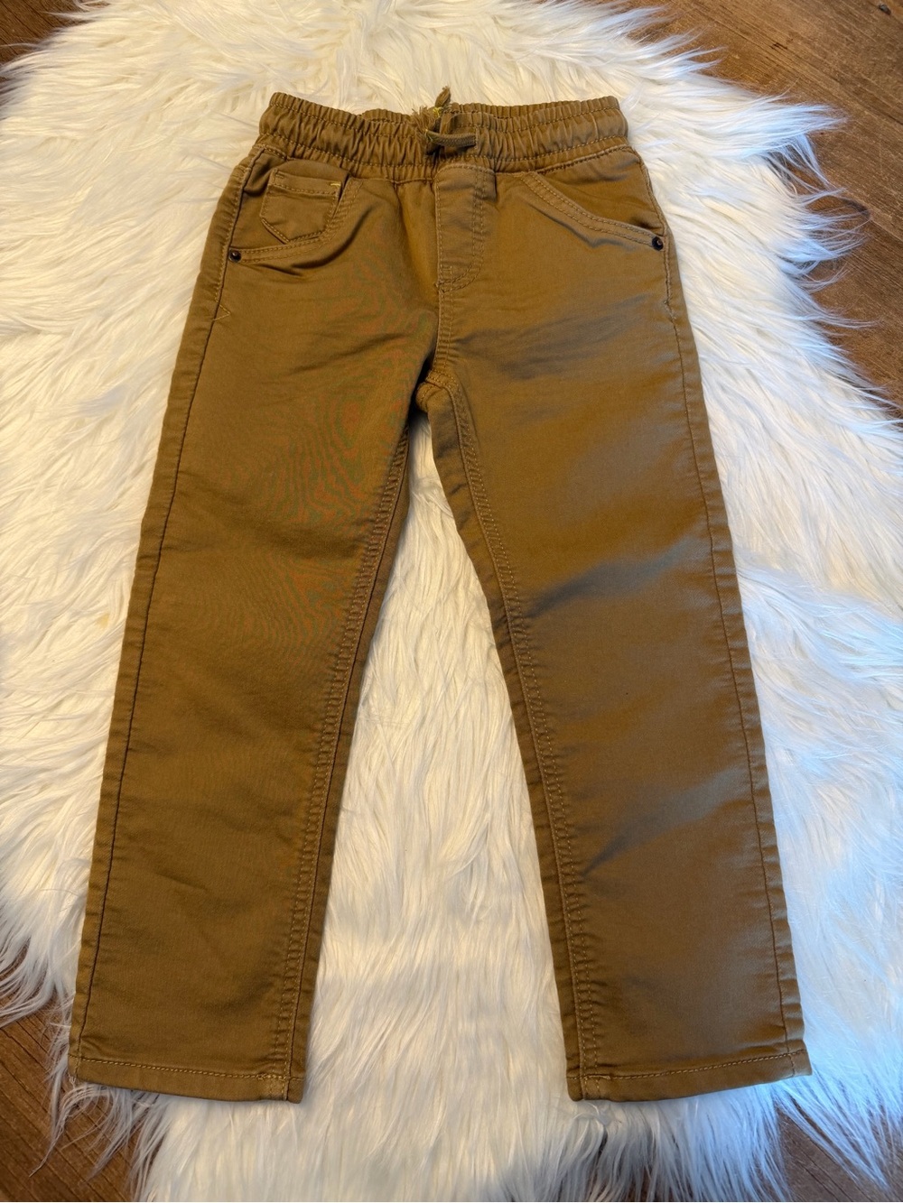 Cat & Jack Boys Khaki Camel Straight Pull-On Drawstring Pants Size 4T
